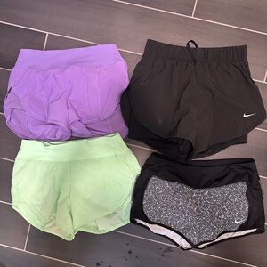 Lululemon shorts(4) Nike black(small) purple green black white